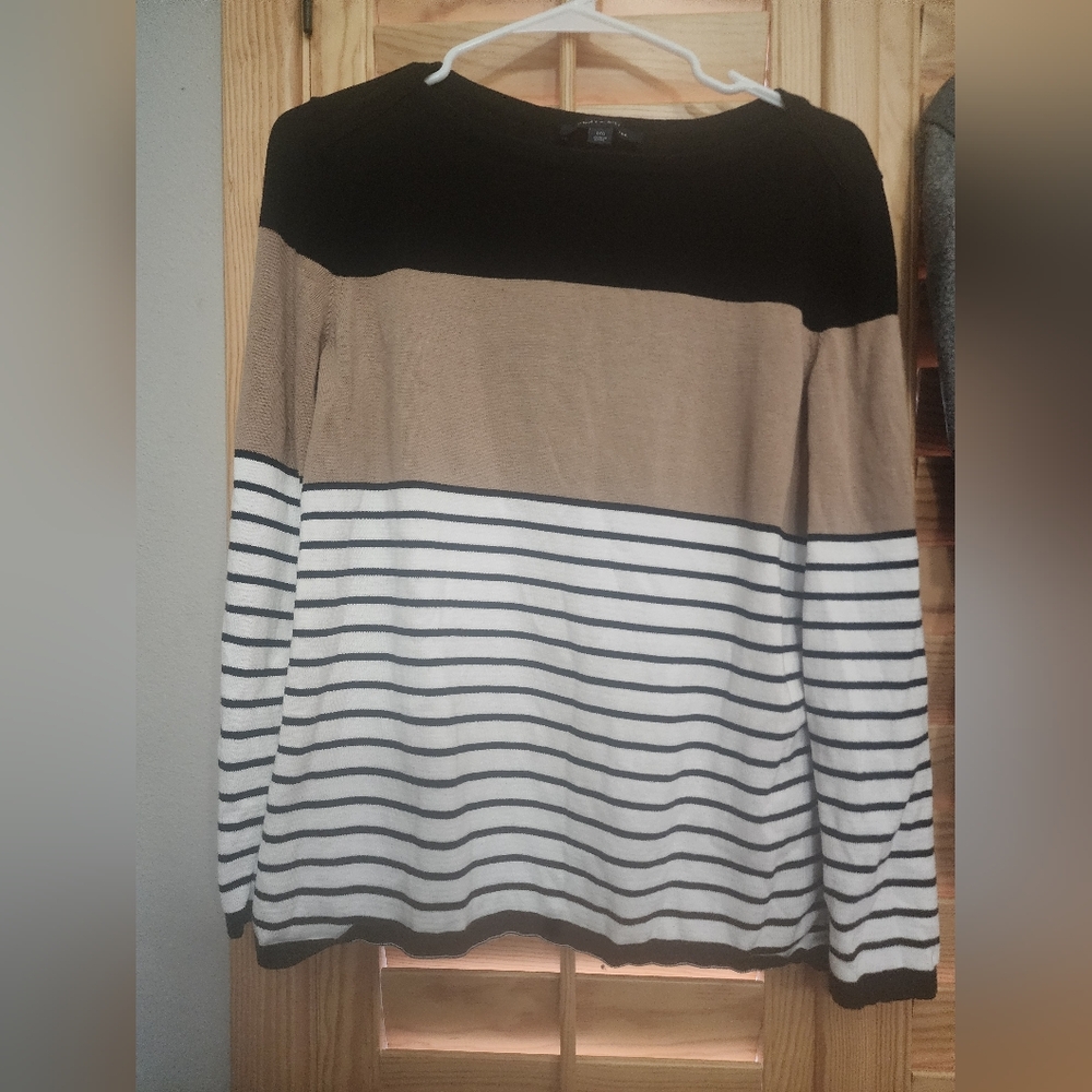 Tommy Hilfiger Black and Tan Striped Sweater